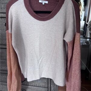 Madewell Pink and Cream Colorblock Sweater